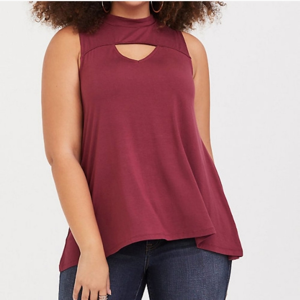Torrid Super Soft Knits Burgundy Keyhole Tank Top